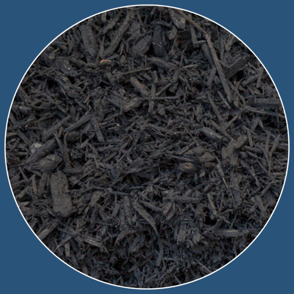 Black mulch for landscaping, providing a sleek, modern look for garden beds and outdoor spaces