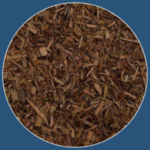 Hemlock mulch used for landscaping, featuring a natural reddish-brown color for garden beds